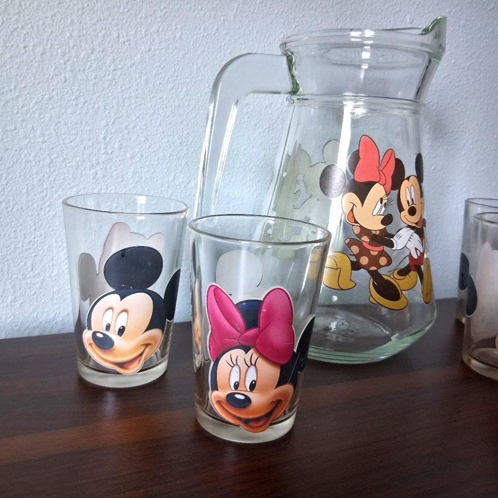 Disney Mickey Minnie Mouse Pitcher And Glasses Set Juice Water Drink Glass Kids - Picture 4 of 16